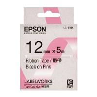 EPSON LK-4PBK  12mm   緞帶 標籤帶-粉紅底黑字 C53S654430  LW-300 LW-400 LW-600P L...