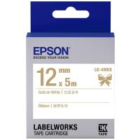 EPSON LK-4WKK  12mm  標籤帶-白底金字絲帶 C53S654440