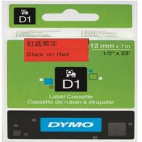 DYMO D1帶 12mm x 7M 膠質標籤 45017 (紅底黑字)