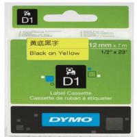 DYMO D1帶 12mm x 7M 膠質標籤 45018  黃底黑字