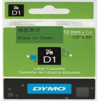 DYMO D1帶 12mm x 7M 膠質標籤 45019 (綠底黑字)