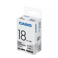 Casio XR-18SR1 標籤帶 18mm銀底黑字